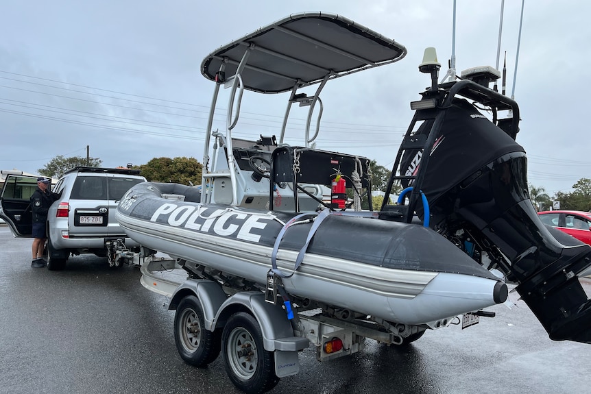 The police divers boat at the Rockhampton boat ramp