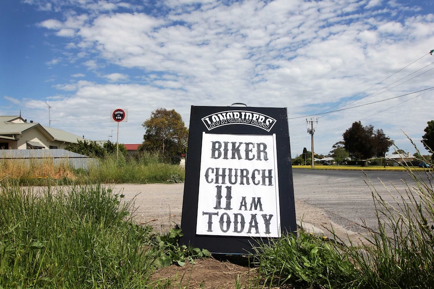 Biker Church sign at Mount Gambier