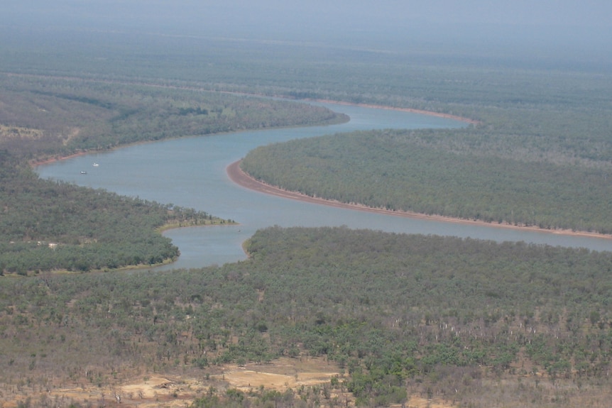 two rivers joining in the disance. Photo taken from a hill.