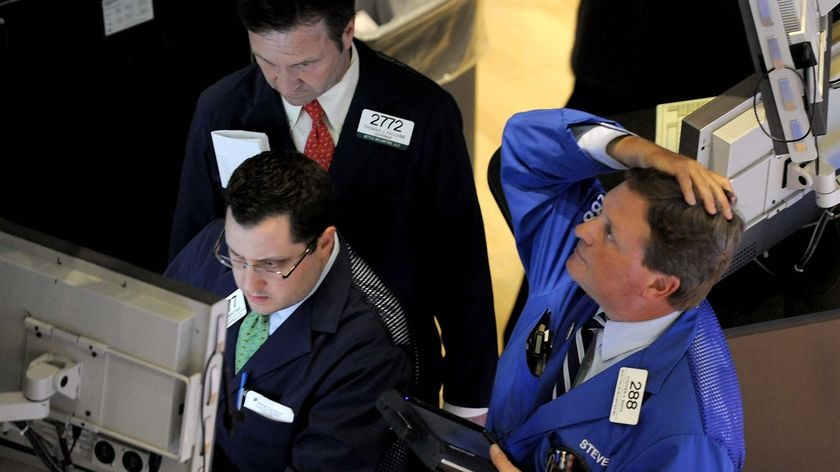 Panic: a trader on the floor of the New York Stock Exchange during the final minutes of trading, May 6