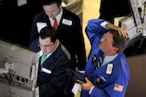 Panic: a trader on the floor of the New York Stock Exchange during the final minutes of trading, May 6