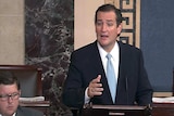 US Republican senator Ted Cruz denounces Obamacare during a 21-hour speech.