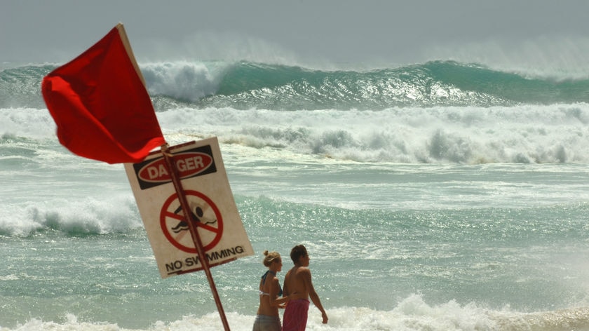 Rough conditions at Burleigh Heads beach on the Gold Coast on December 30, 2007.