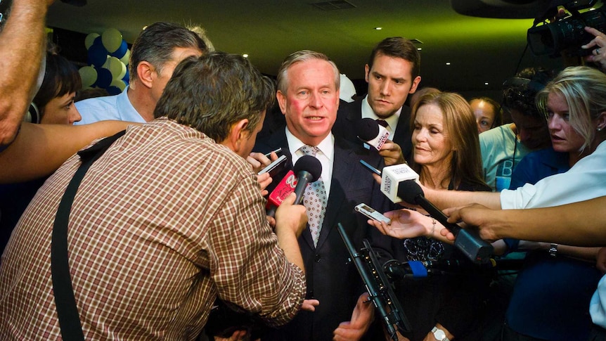 Colin Barnett greets the media