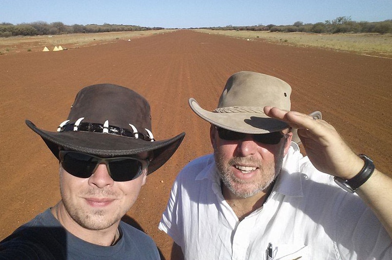(LtoR) Sam Kidd and Andy Hardy in outback Qld in November 2013