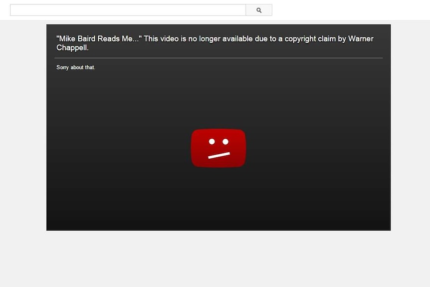 Screen grab of blank YouTube link