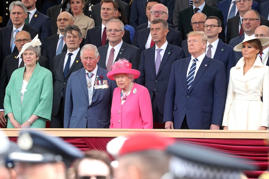 Theresa May, Prince Charles, Queen Elizabeth, Donald Trump and Melania Trump