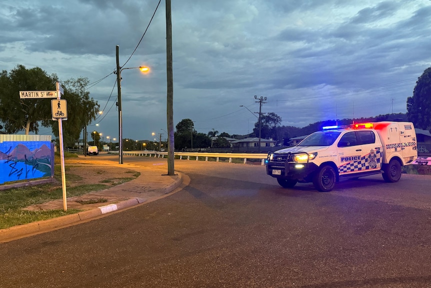 a police car in the street