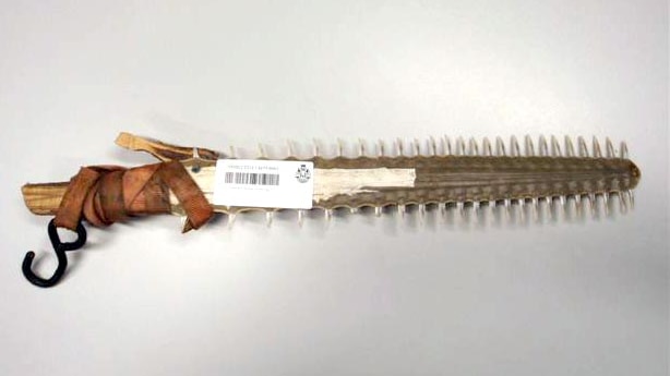 It is alleged the man was threatening people with the sawfish sword.