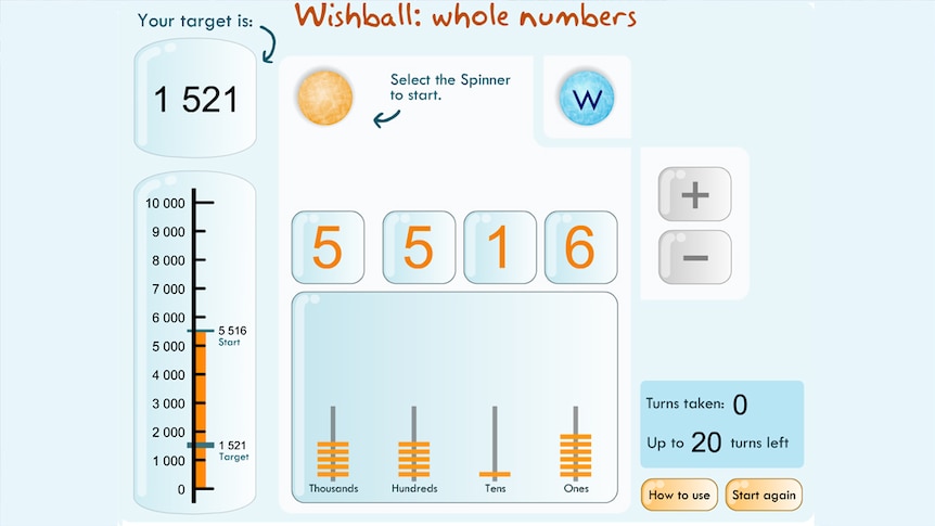 Screenshot of Wishballs game, text reads "Wishball: hundreds"