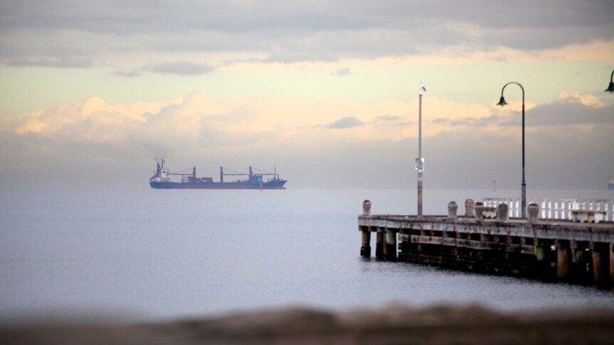 Container ship in Port Phillip Bay