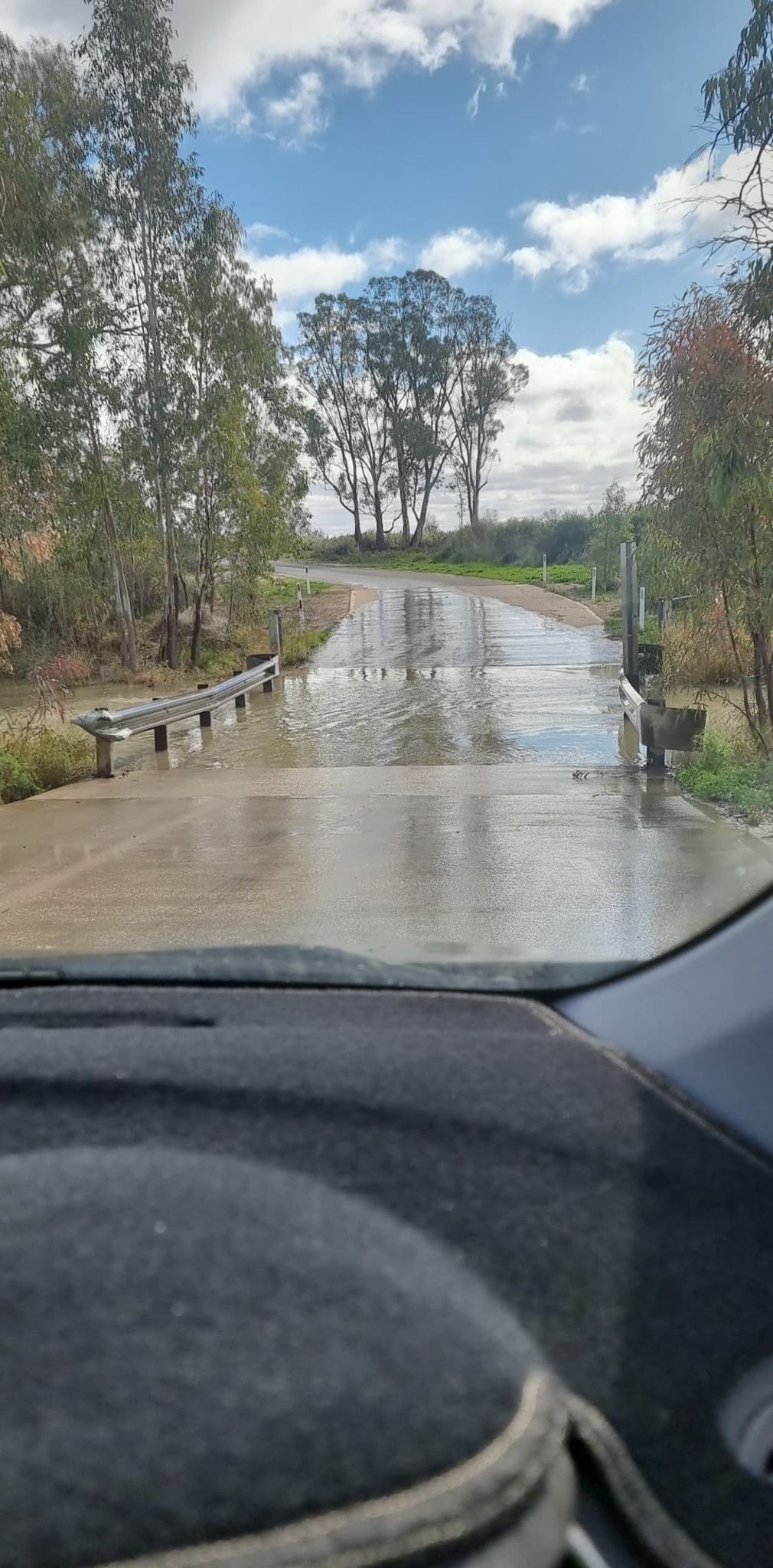 A road flooded with water