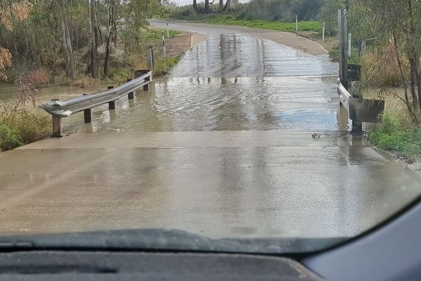 A road flooded with water