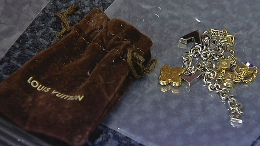 TV still of jewellery seized by police in today's Taskforce Maxima raids. Thur Feb 6, 2014