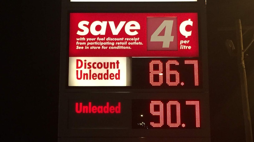 A photo of a petrol station pricing board.