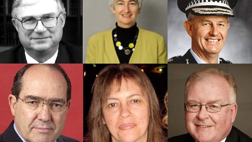 Six commissioners of a royal commission into child sexual abuse.