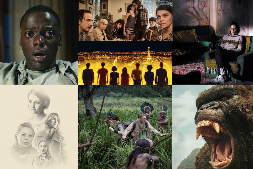 Composite image of Get Out, My Happy Family, Nocturama, Personal Shopper, Certain Women, Lost City of Z and Kong: Skull Island.