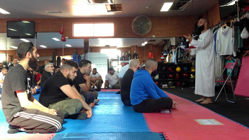 Brotherhood Boxn owner Muhummad Alyatim preaching at Friday prayers in his gym