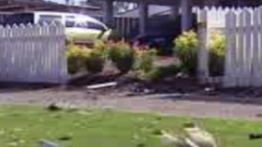 Front yard in Balga where a stolen taxi crashed
