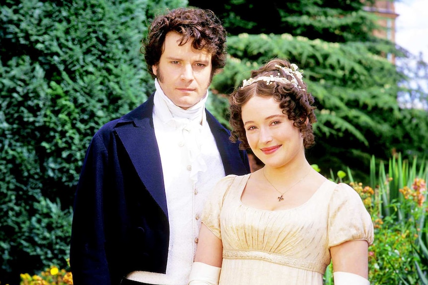 Colin Firth and Jennifer Ehle in a publicity shot for the BBC's Pride and Prejudice mini-series.l