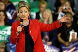US Democratic presidential hopeful New York Senator Hillary Clinton speaks at a campaign event