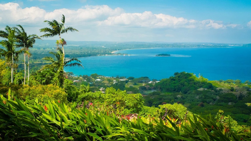 Sweeping views of the water from a summit in Vanuatu.