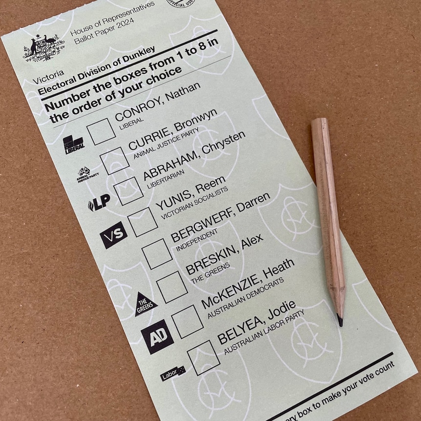 A voting ballot