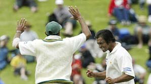 Shoaib Akhtar celebrates Ian Butlers wicket, Wellington