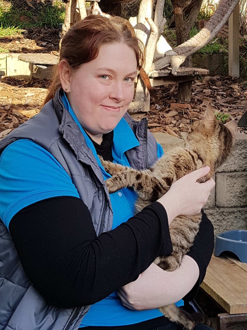 Animal carer Crystal Grainger with one of the 24 rescued cats