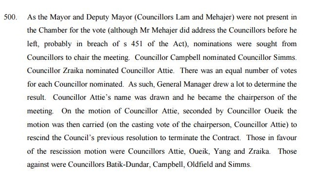 An excerpt of a report on Auburn Council