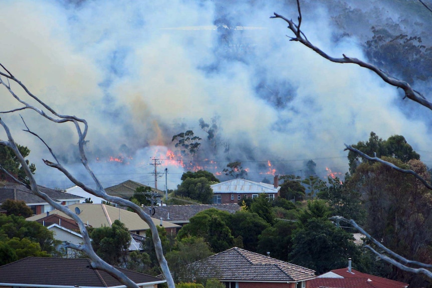 Flames burn close to houses at Lindisfarne