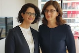 Sera Mirzabegian and Vanessa Whittaker, organisers of WomenVote, in an office.