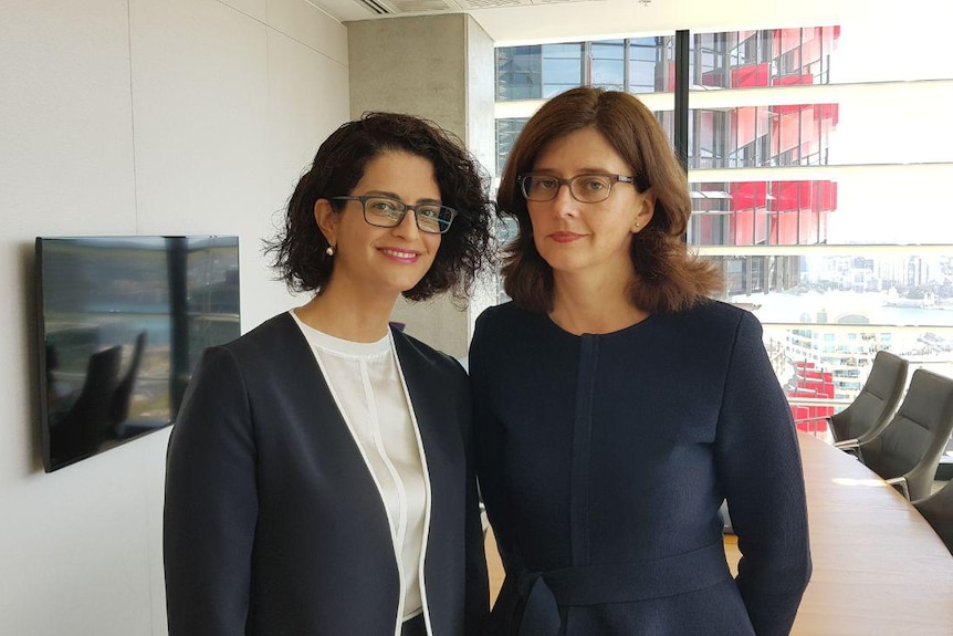 Sera Mirzabegian and Vanessa Whittaker, organisers of WomenVote, in an office.