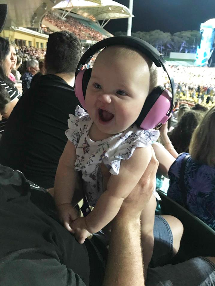 Six-month-old baby Londyn Balchin at the Adelaide Ed Sheeran concert.