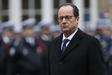 Francois Hollande at police officer ceremony