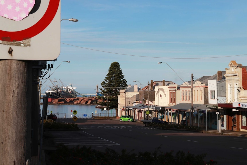 Street view down to the Port of Portland