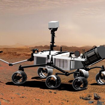 An artist's impression of the Mars Science Laboratory, aka Curiosity, part of NASA's Mars Exploration Program.