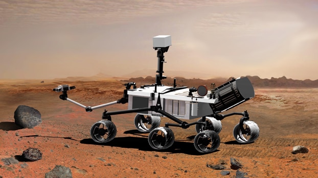 An artist's impression of the Mars Science Laboratory, aka Curiosity, part of NASA's Mars Exploration Program.