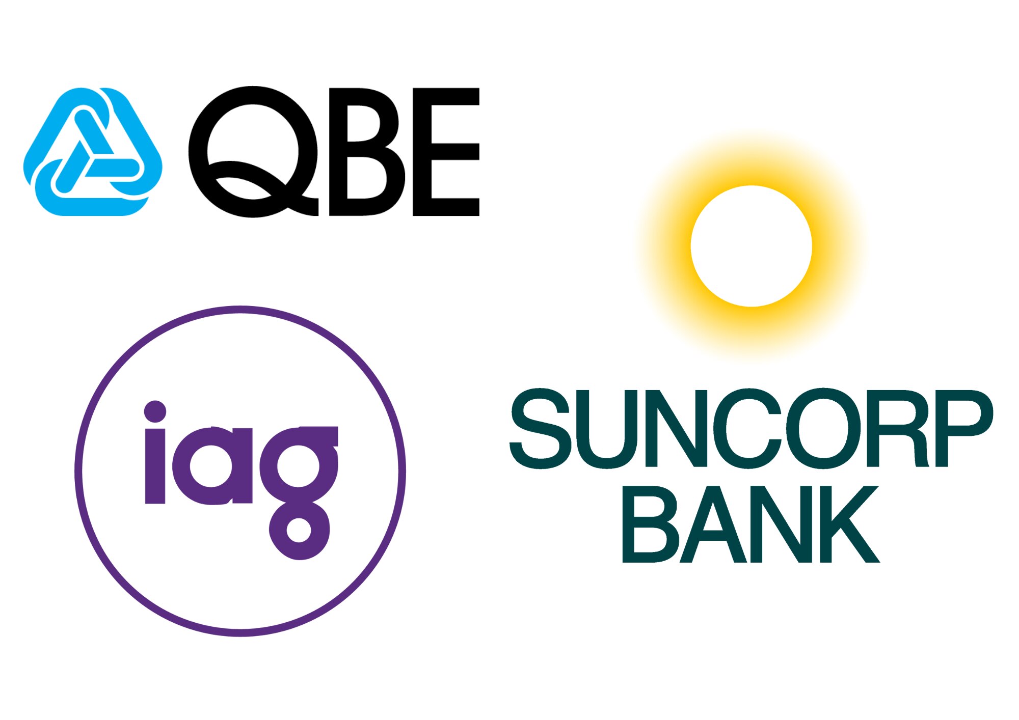 SunCorp、QBE、IAGのロゴの複合