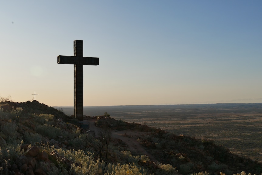 A 20m cross atop a mountain in Central Australia.