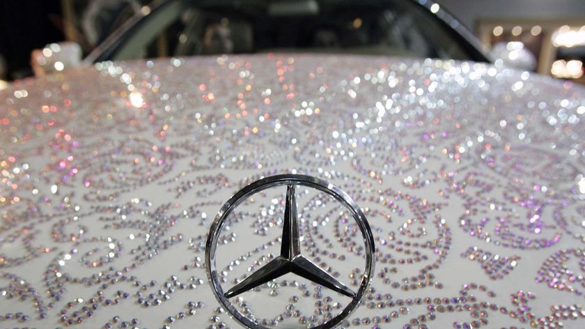 A Mecerdes Benz studded with crystal stones