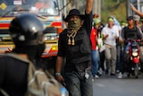 Thai protester during clashes in Laksi district