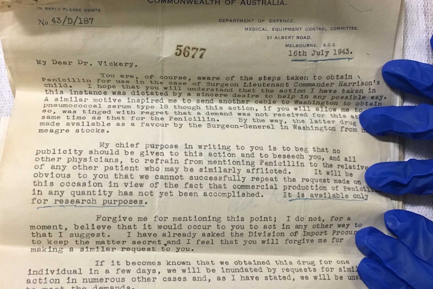 Letter telling the doctor who administered the penicillin not to tell anyone