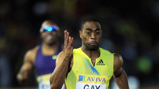 Tyson Gay sprints to victory in the 100m final at the London Diamond League meet in August 2010.