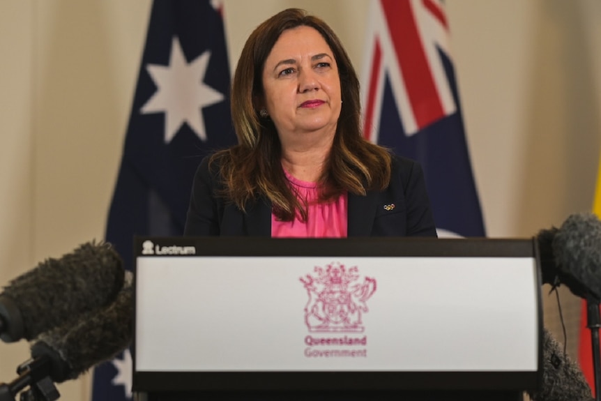 Queensland Premier Annastacia Palaszczuk gives a COVID-19 briefing