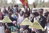 Garrawa families marching in early October against what they is zinc mining impacts on their environment near Borroloola.