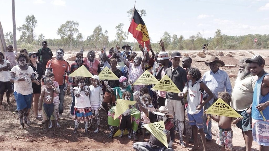 Garrawa families marching in early October against what they is zinc mining impacts on their environment near Borroloola.