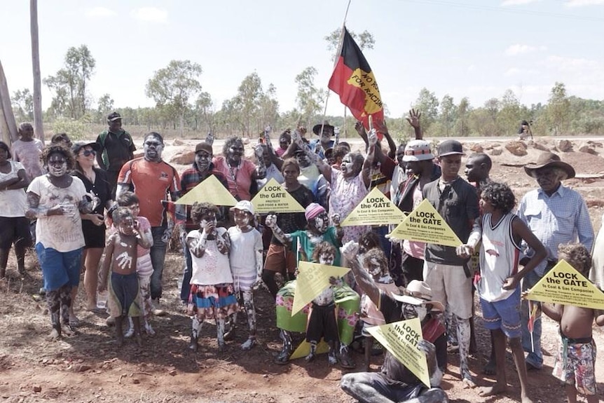 Garrawa families ready to march against what they is fracking and mining destruction at McArthur River.