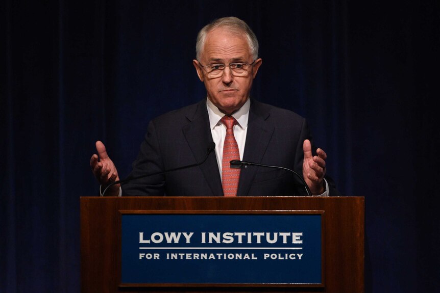 Malcolm Turnbull speaks at the Lowy Institute.