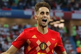 Adnan Januzaj celebrates goal for Belgium against England